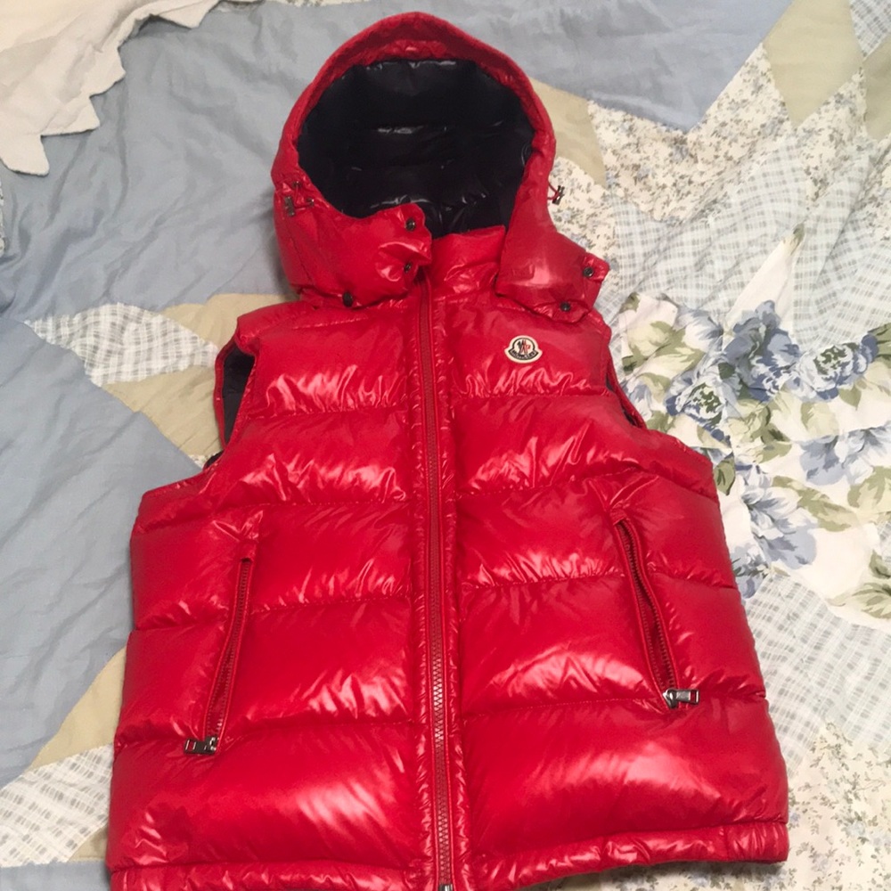 Moncler red puffer vest jacket